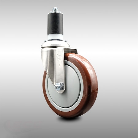 Service Caster 5 Inch 316SS Maroon Polyurethane Wheel Swivel 1-5/8 Inch Expanding Stem Caster SCC-SS316EX20S514-PPUB-MRN-158